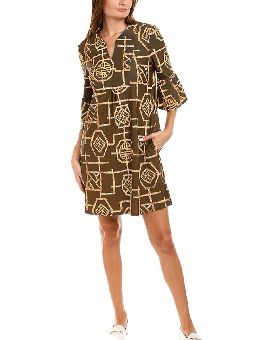 Jude Connally Kerry Bamboo Lattice Brown Jude Cloth Swing Dress Large